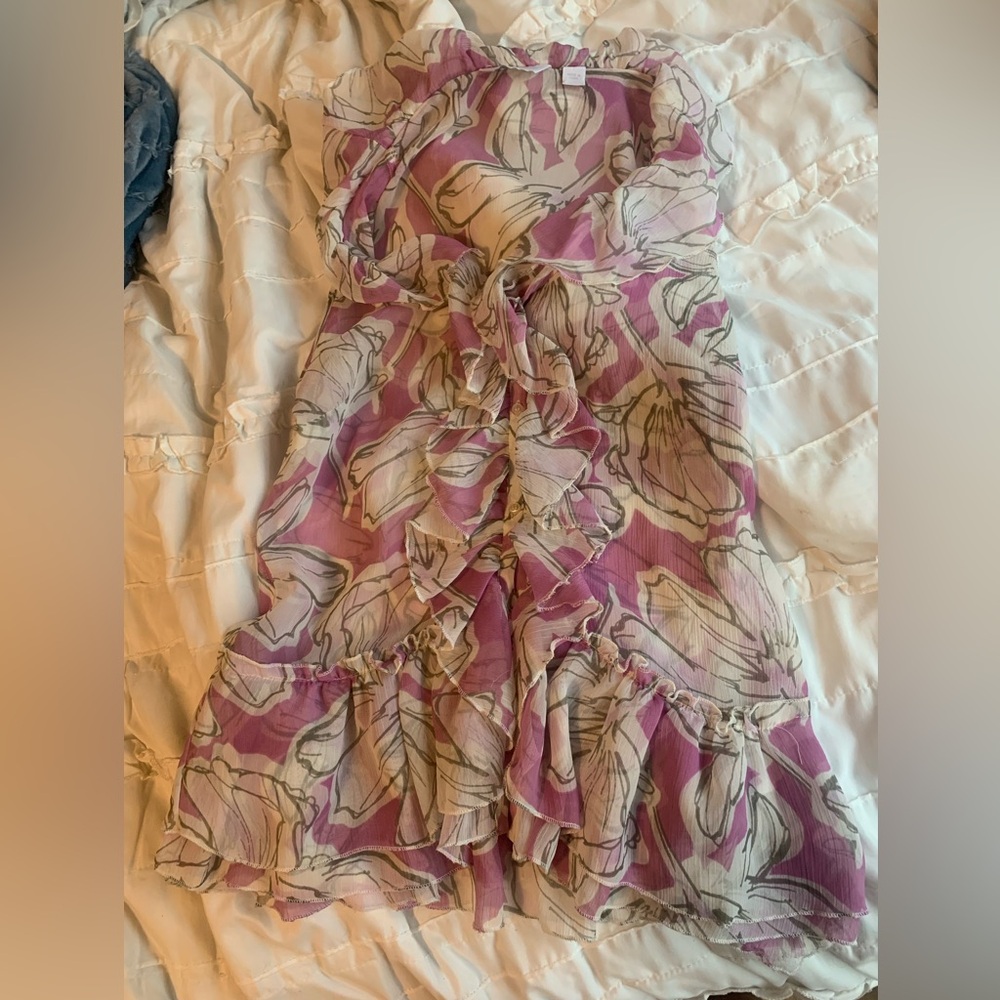 Purple and white floral printed blouse
